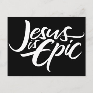 Cartão Postal Jesus é Epic Lettering Christian Christam Deus