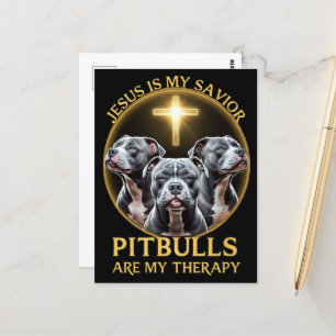 Cartão Postal Jesus É Meu Salvador Pitbulls É Minha Terapia Engr