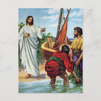 Cartão Postal Jesus E Quatro Pescadores