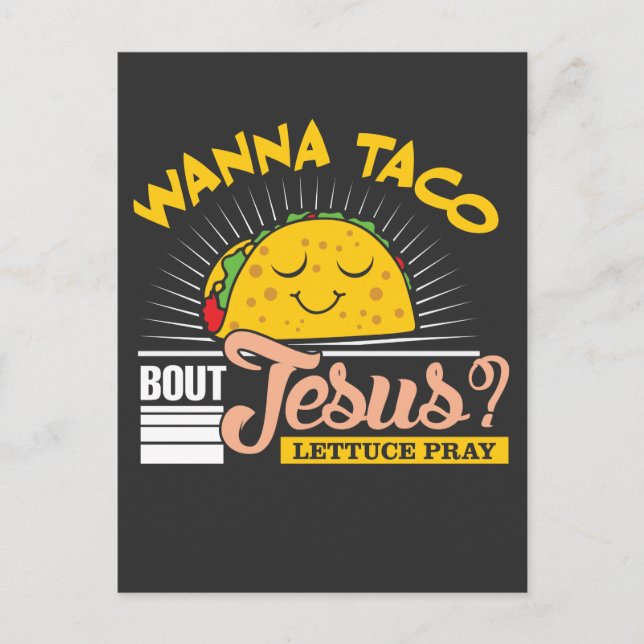 Cartão Postal Jesus e Taco Pover Pastor Engraçado Cristão (Frente)