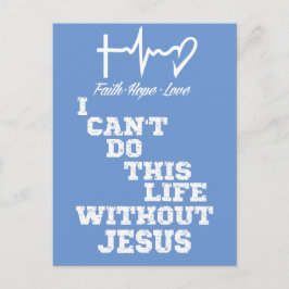 Cartão Postal Jesus Inspirador Cita com Cristão Batido de Coraçã