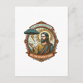Cartão Postal Jesus Irritado Nuvem Escura Chuva Relâmpago Clima 