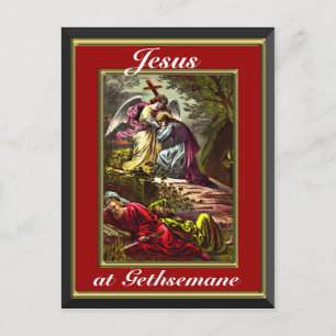 Cartão Postal Jesus no Vermelho Gethsemane e no Quadro Dourado
