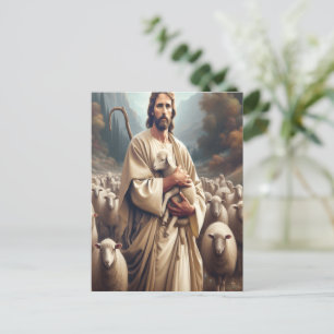 Cartão Postal Jesus Protegendo Sua Querida Ovelha