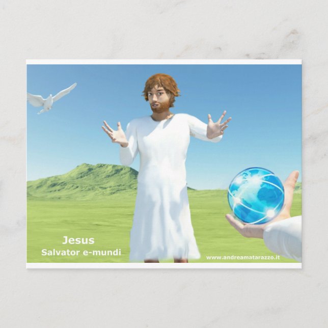 Cartão Postal Jesus Salavator e - mundi (Frente)