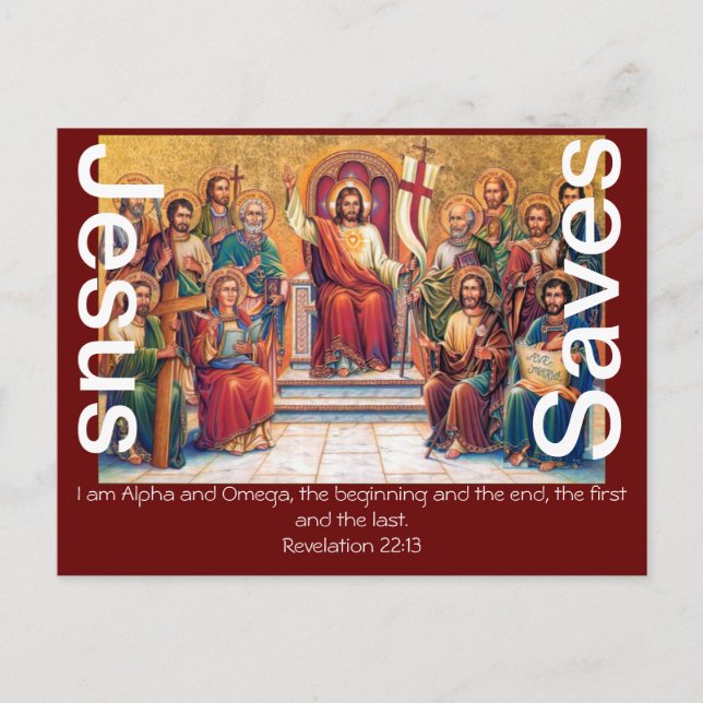 Cartão Postal Jesus salva fé benção Bíblia amor lambe paz (Frente)