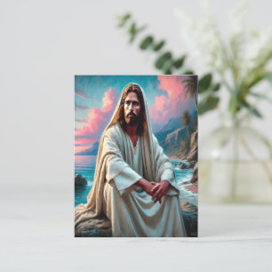 Cartão Postal Jesus Salvador por Shore na Reflexão Silenciosa