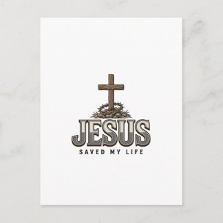 Cartão Postal Jesus Salvou Minha Vida Estampa Vintage Cristã