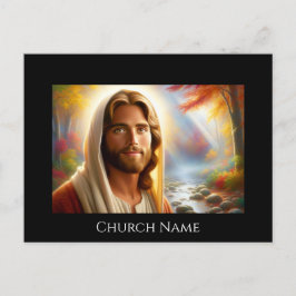 Cartão Postal Jesus sorrindo numa Floresta Celestial