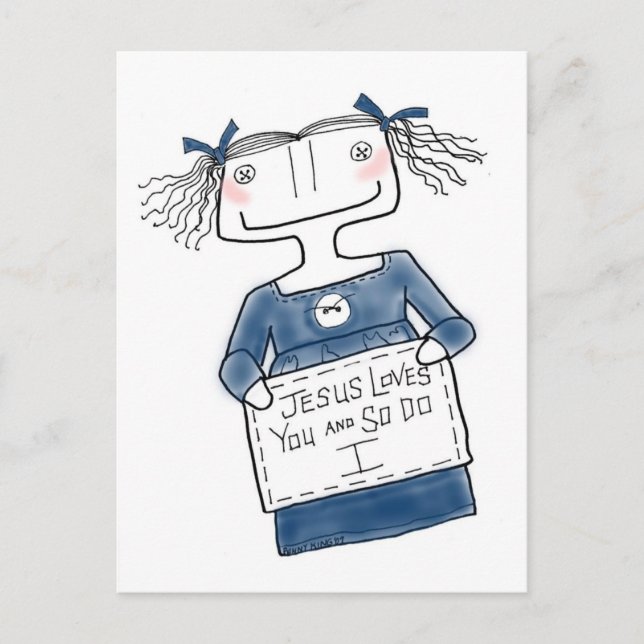 Cartão Postal Jesus Te Ama Garota (Frente)