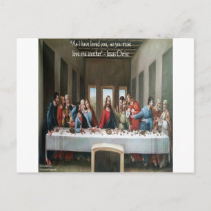 Cartão Postal Jesus @ Última Ceia "Amem-se uns aos outros" Citaç