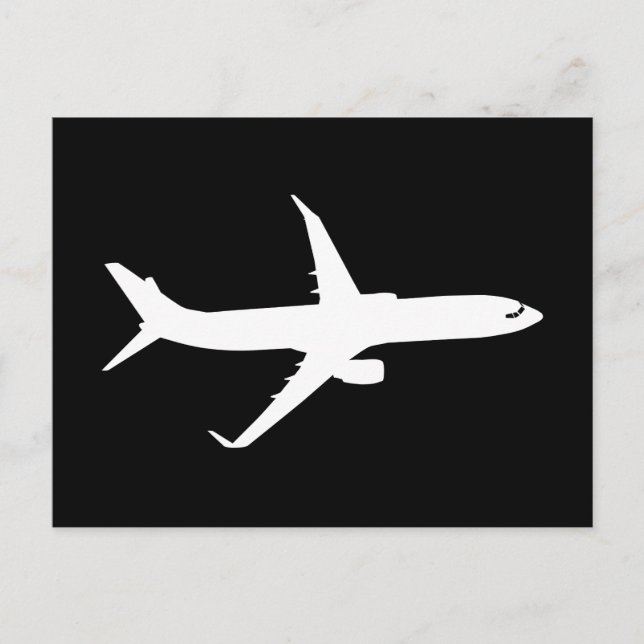 Cartão Postal Jet Liner Silhouette Voando em Black Decor (Frente)