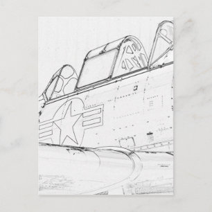 Cartão Postal Jet Sketch
