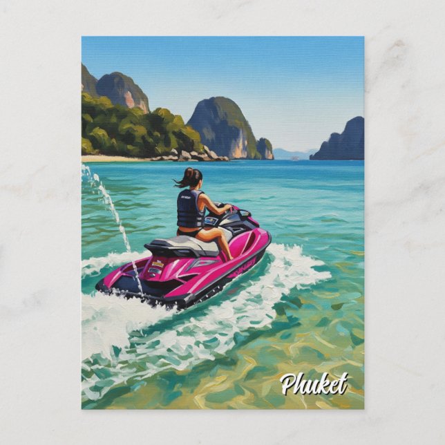 Cartão Postal Jet Ski em Phuket Patong Beach Viagem (Frente)