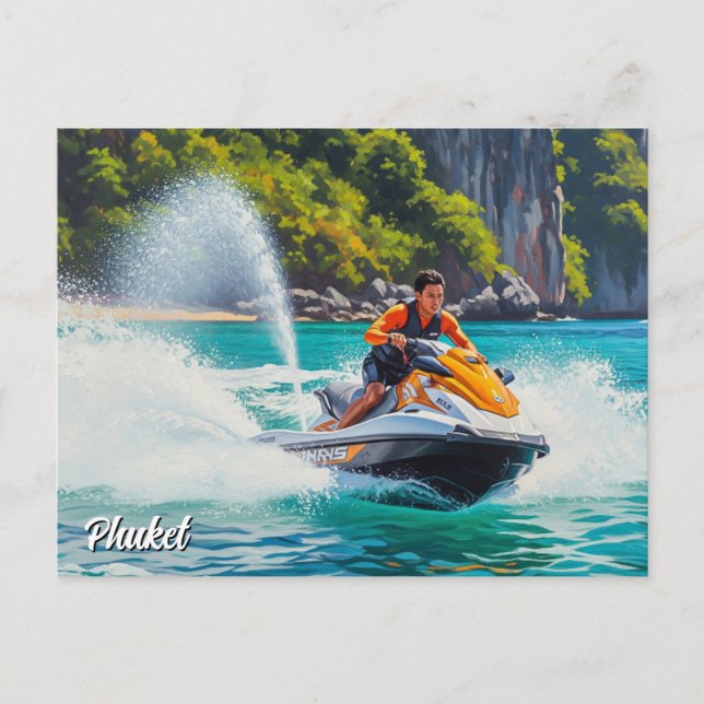 Cartão Postal Jet Ski em Phuket Patong Beach Viagem (Frente)