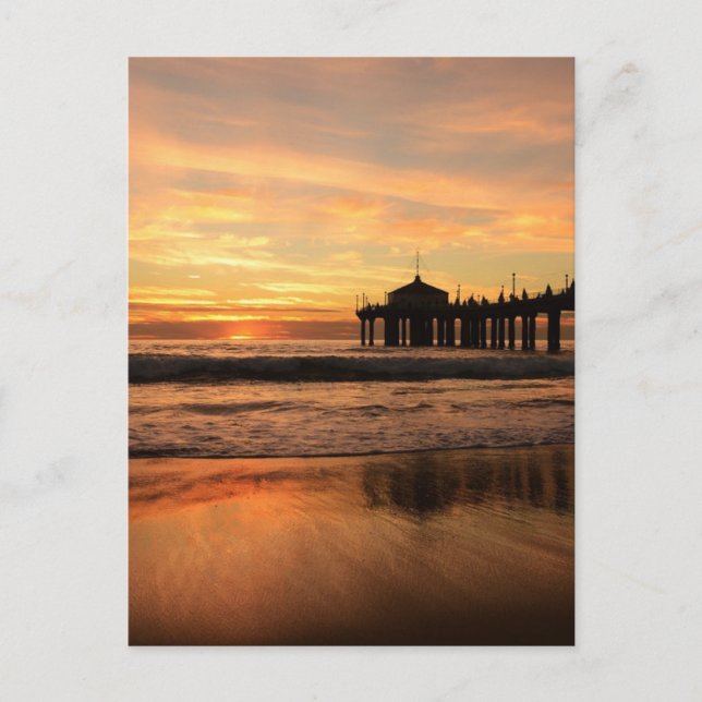 Cartão Postal Jetty Over Ocean Beach Sunset (Frente)