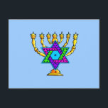 Cartão Postal Jewish Candlesticks<br><div class="desc">Velas judaicas tradicionais simbolizando a estrela judaica hebraica e a luz. Se você está procurando presentes judeus,  ideias de presentes para Bas e Bar Mitzvah,  casamentos ou feriados judeus como Hanukkah e Passover,  visite nossos cartões de saudação,  presentes para bebês e presentes de aniversário.</div>