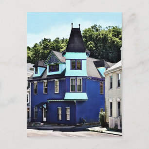 Cartão Postal Jim Thorpe PA - Rua com Edifício Azul