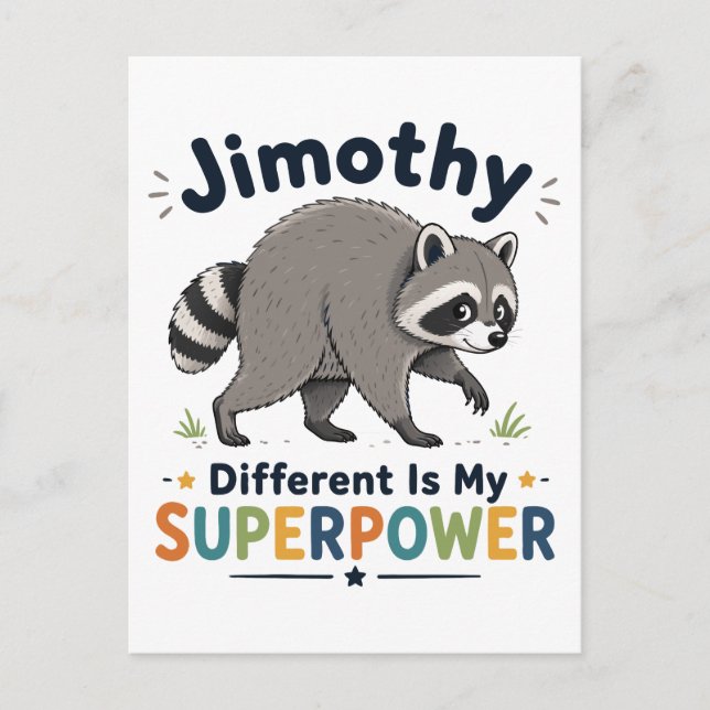 Cartão Postal Jimothy diferente é meu superpoder (Frente)