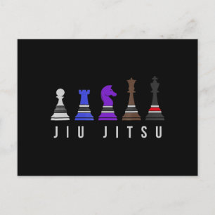 Cartão Postal jiu jitsu treinando xadrez, presente bjj com te