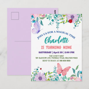 Cartão Postal Joaninha Bonita Bolinhas floral Flor Aniversário n