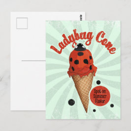 Cartão Postal Joaninha Caprichosa | Arte de Sorvete Vintage Retr