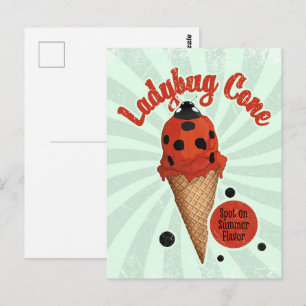 Cartão Postal Joaninha Caprichosa Arte de Sorvete Vintage Retr