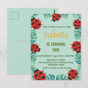 Cartão Postal Joaninha de bolinhas vermelhas Natal da selva de f