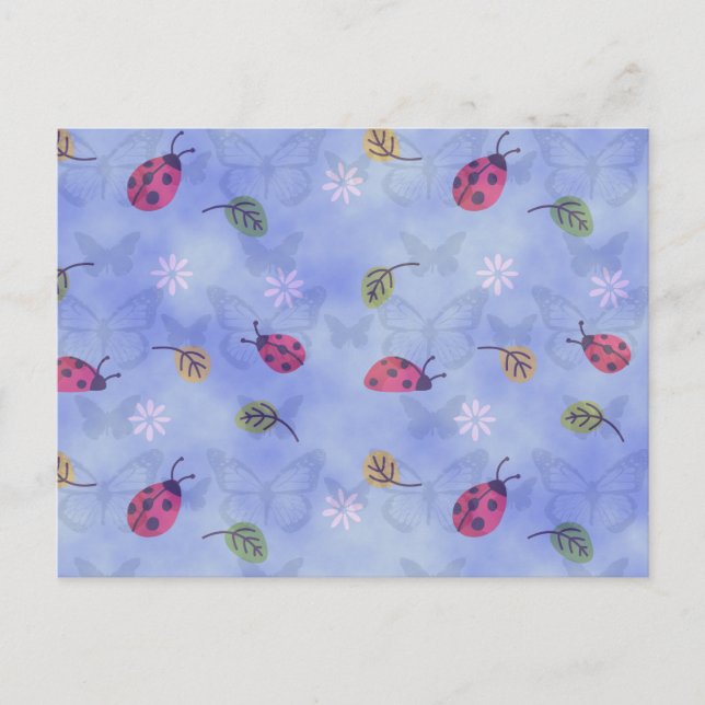 Cartão Postal Joaninhas Flores e Folhas (Frente)