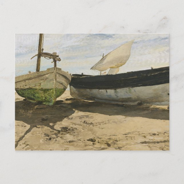 Cartão Postal Joaquin Sorolla - Barcos de pesca na praia (Frente)