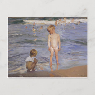Cartão Postal Joaquín Sorolla - Crianças tomando banho de sol à 