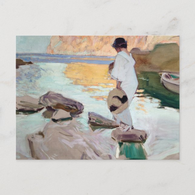 Cartão Postal Joaquin Sorolla - Elena na Cala de San Vicente (Frente)