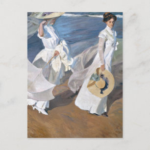 Cartão Postal Joaquin Sorolla - Mulheres caminhando na praia