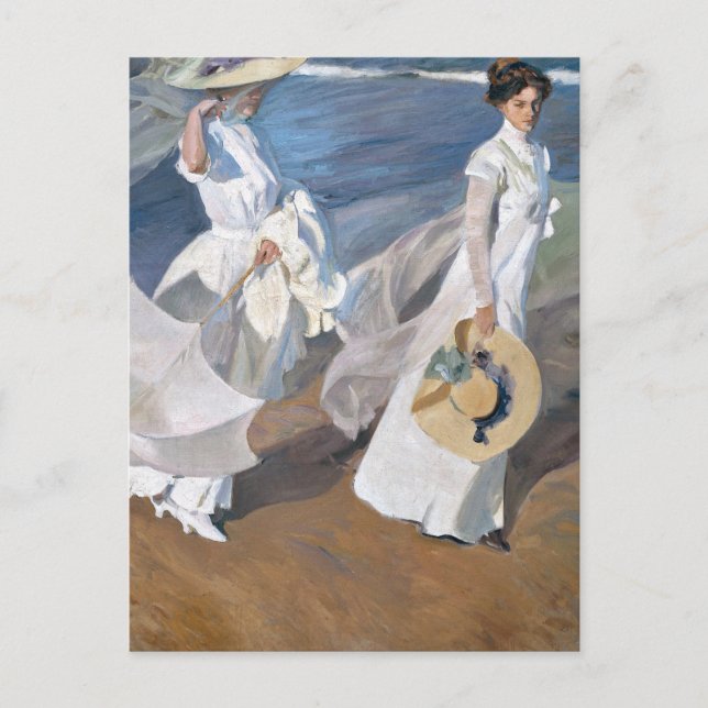 Cartão Postal Joaquin Sorolla - Mulheres caminhando na praia (Frente)