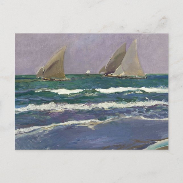 Cartão Postal Joaquin Sorolla - Naves no Mar (Frente)