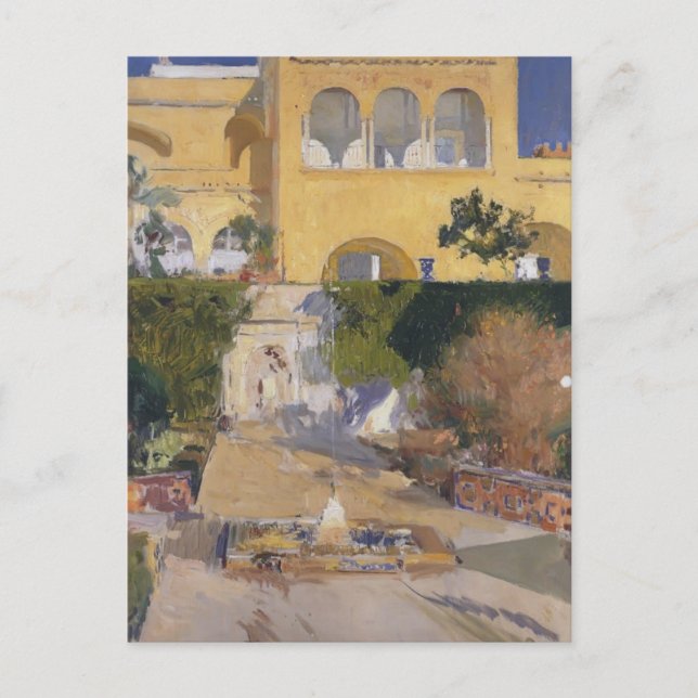 Cartão Postal Joaquín Sorolla-Noon Sun no Alcázar de Sevilha (Frente)