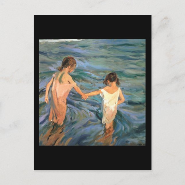 Cartão Postal Joaquín Sorolla y Bastida Children no mar (Frente)