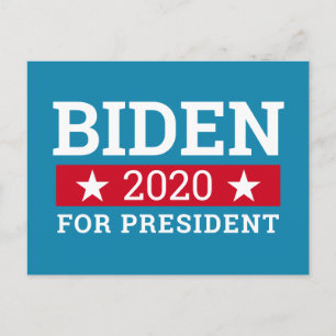 Cartão Postal Joe Biden 2020 para Presidente - Teal Blue Red Sta
