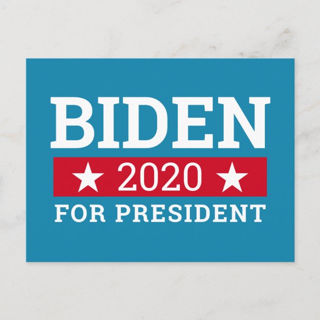 Cartão Postal Joe Biden 2020 para Presidente - Teal Blue Red Sta (Frente)