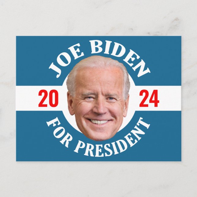 Cartão Postal Joe Biden 2024 - Classic Design Blue Photo (Frente)
