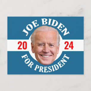Cartão Postal Joe Biden 2024 - Design Clássico Foto Azul Branco