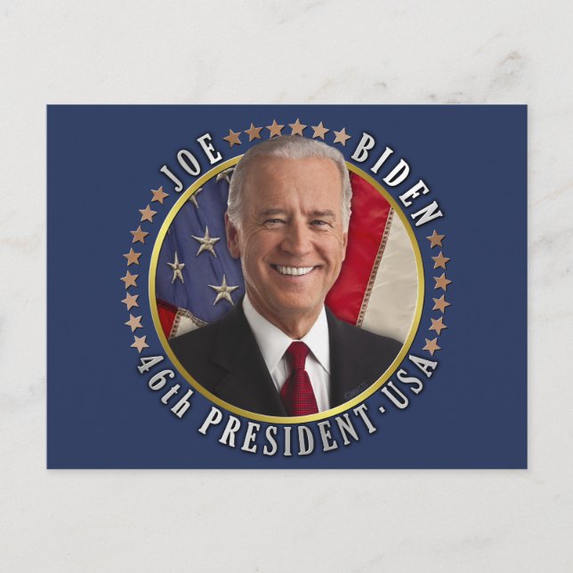 Cartão Postal Joe Biden 46º Presidente dos EUA Foto comemorativa (Frente)
