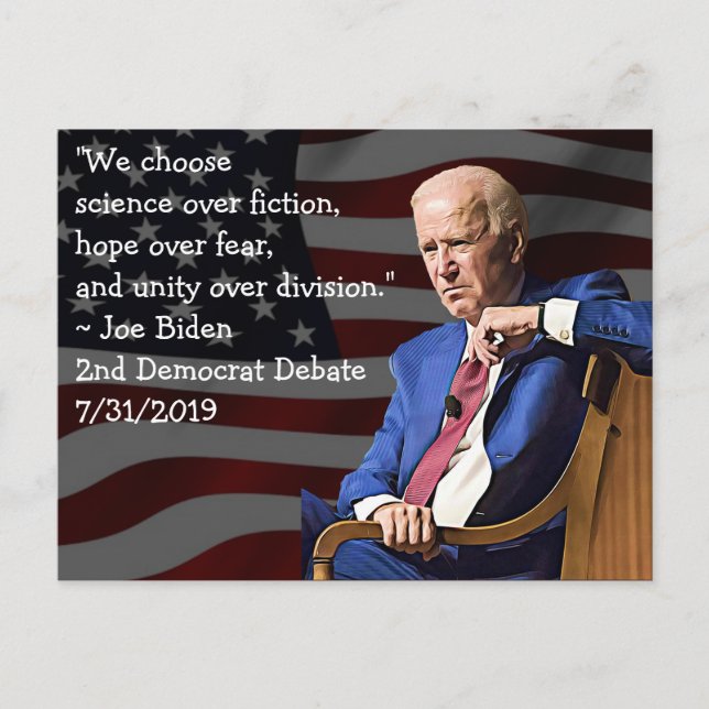 Cartão Postal Joe Biden cita sobre a América (Frente)
