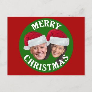 Cartão Postal Joe Biden Kamala Harris 2020 com Santa Hats - Verm
