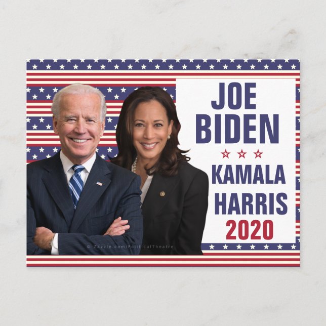 Cartão Postal Joe Biden Kamala Harris 2020 Presidente dos EUA Fo (Frente)