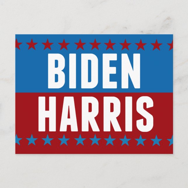 Cartão Postal Joe Biden Kamala Harris Blue Red Stars (Frente)