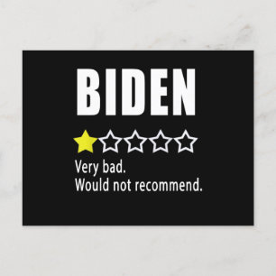 Cartão Postal Joe Biden Muito mal. Não recomendaria