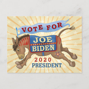 Cartão Postal Joe Biden para o Presidente 2020 Democrat Donkey