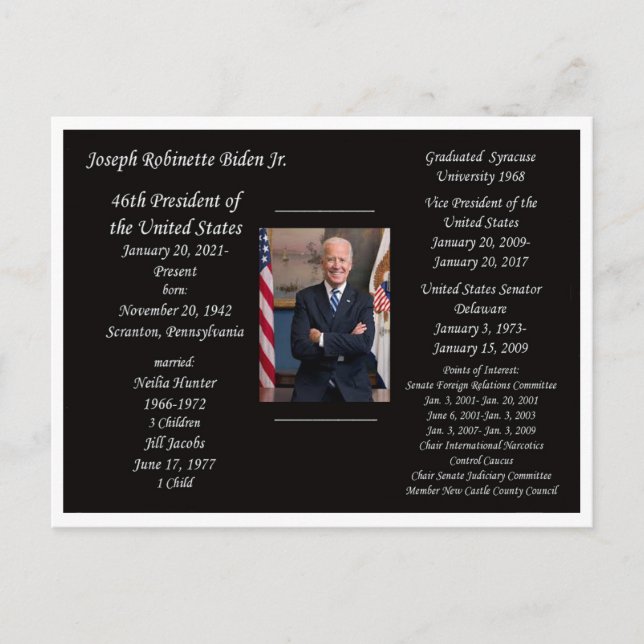 Cartão Postal Joe Biden Presidente (Frente)