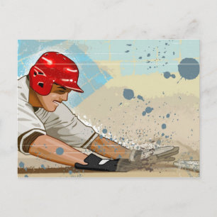 Cartão Postal Jogador de Baseball Deslizando